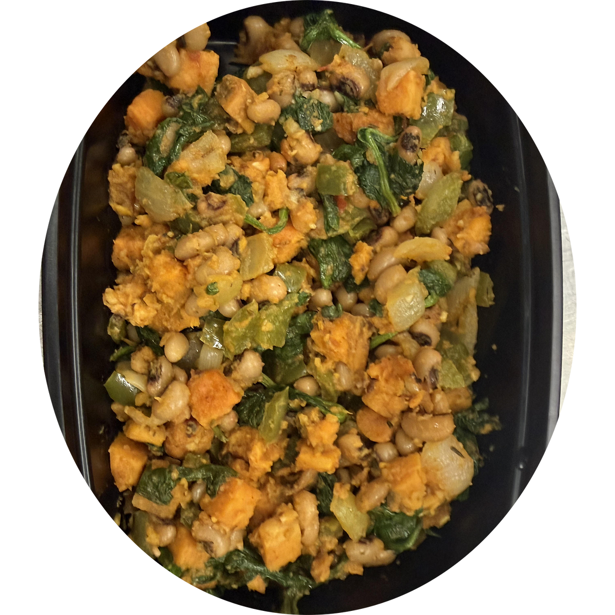 Black-eyed pea and sweet potato hash bowl
