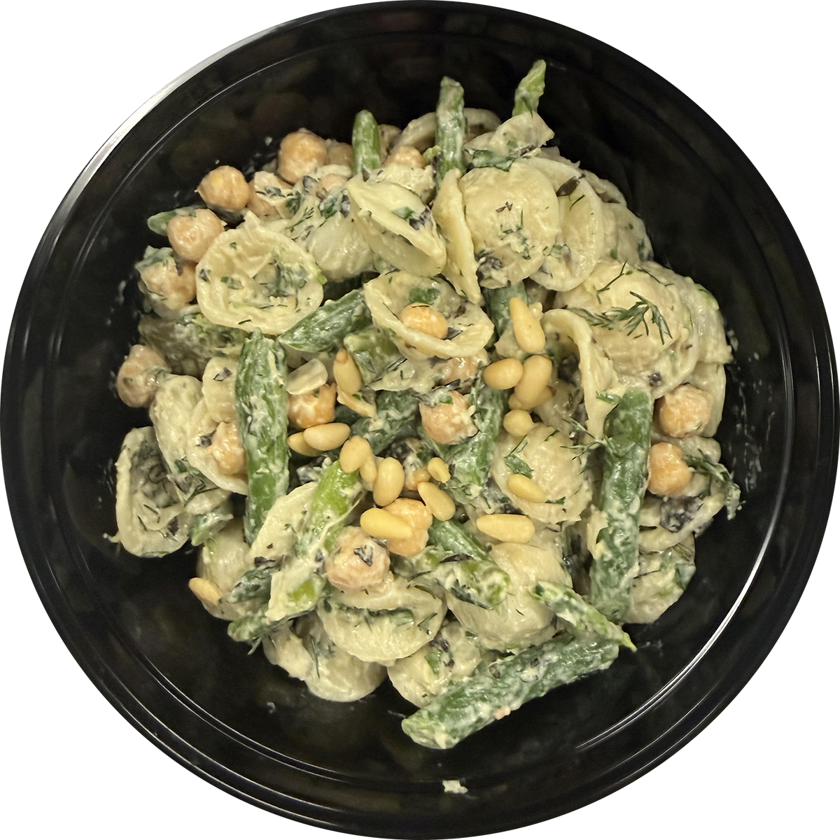 Lemon tahini and greens orecchiette bowl