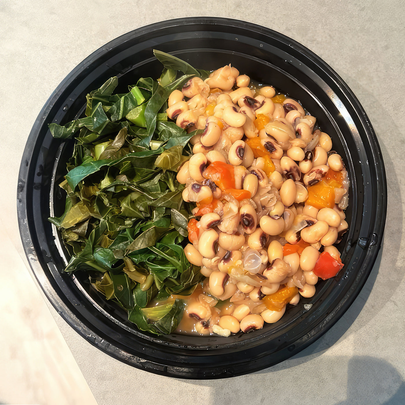 Black Eyed Peas With Smoky Collards And Cheesy Grits